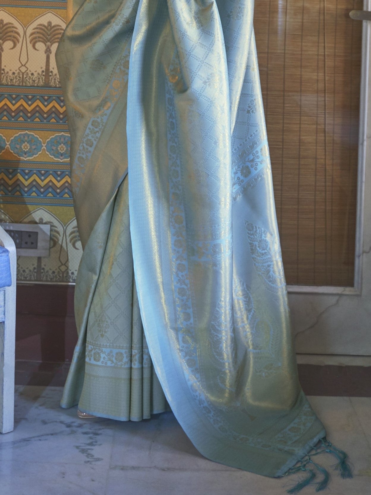Powder Blue Kanjivaram Saree