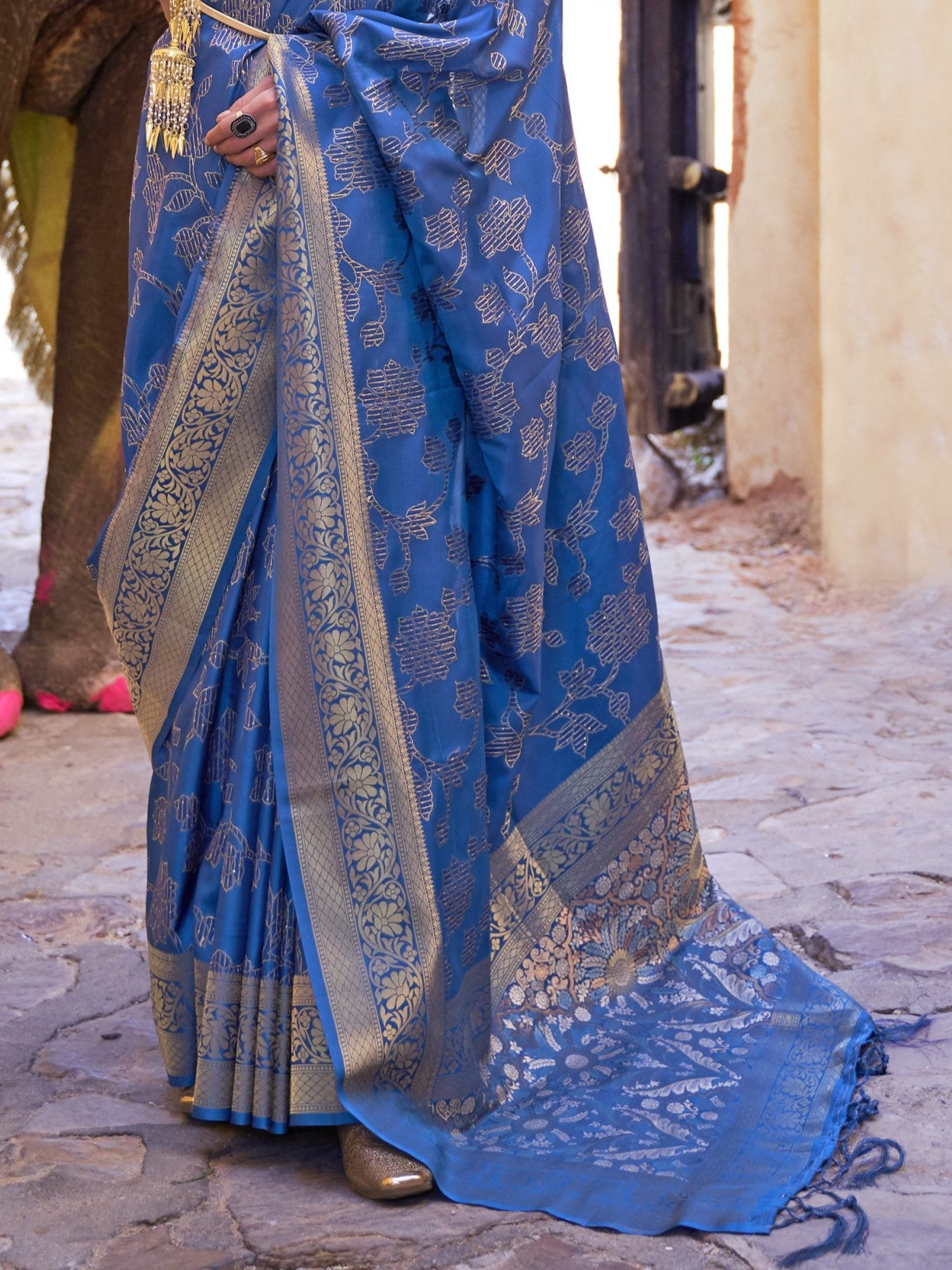 True Blue Woven Banarasi Saree