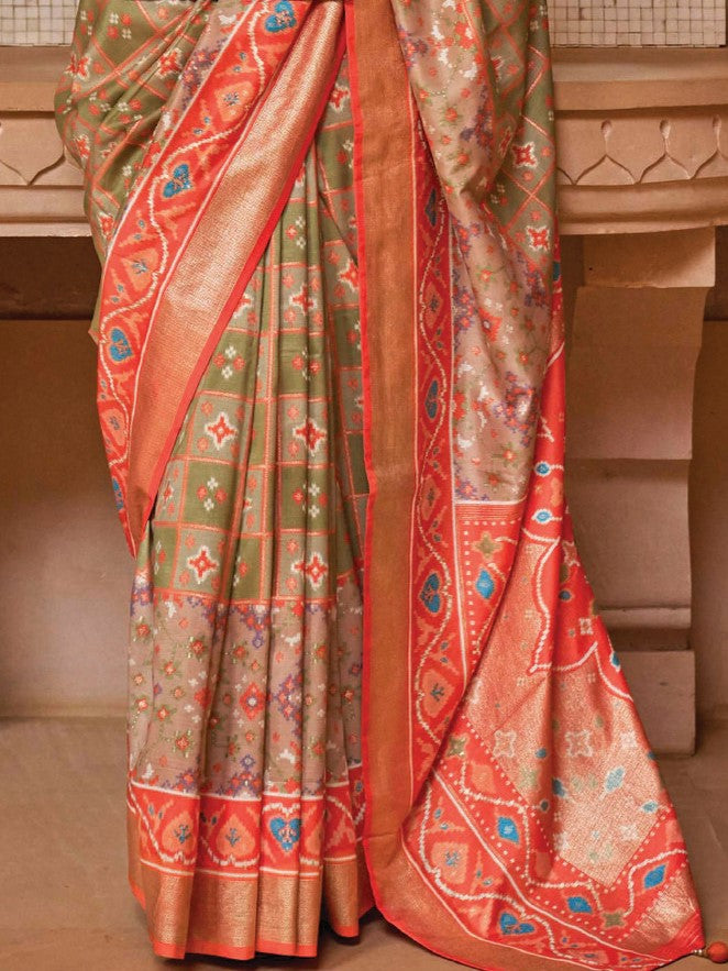Sage Green Patola Saree