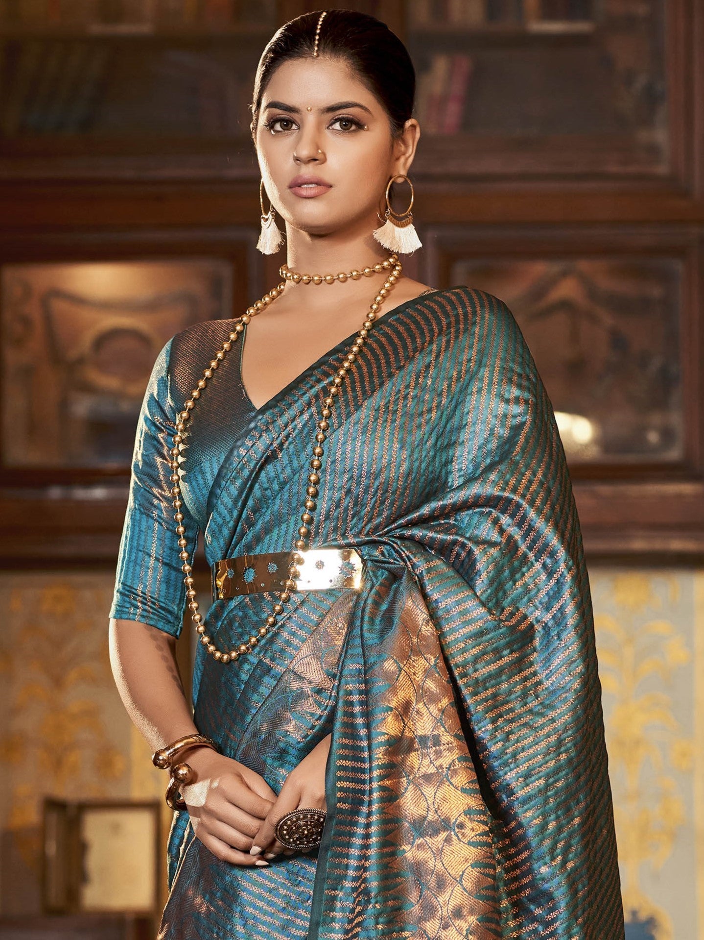 Steel Blue Kanjivaram Saree