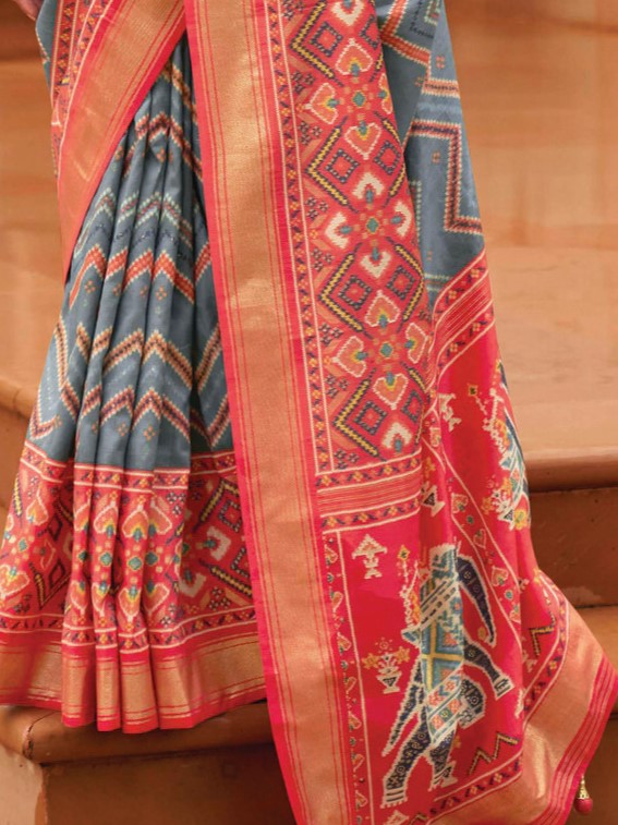 Slate Gray Patola Saree