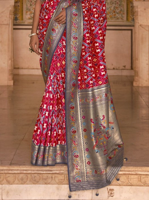 Bridal Red Patola Paithani Silk Saree
