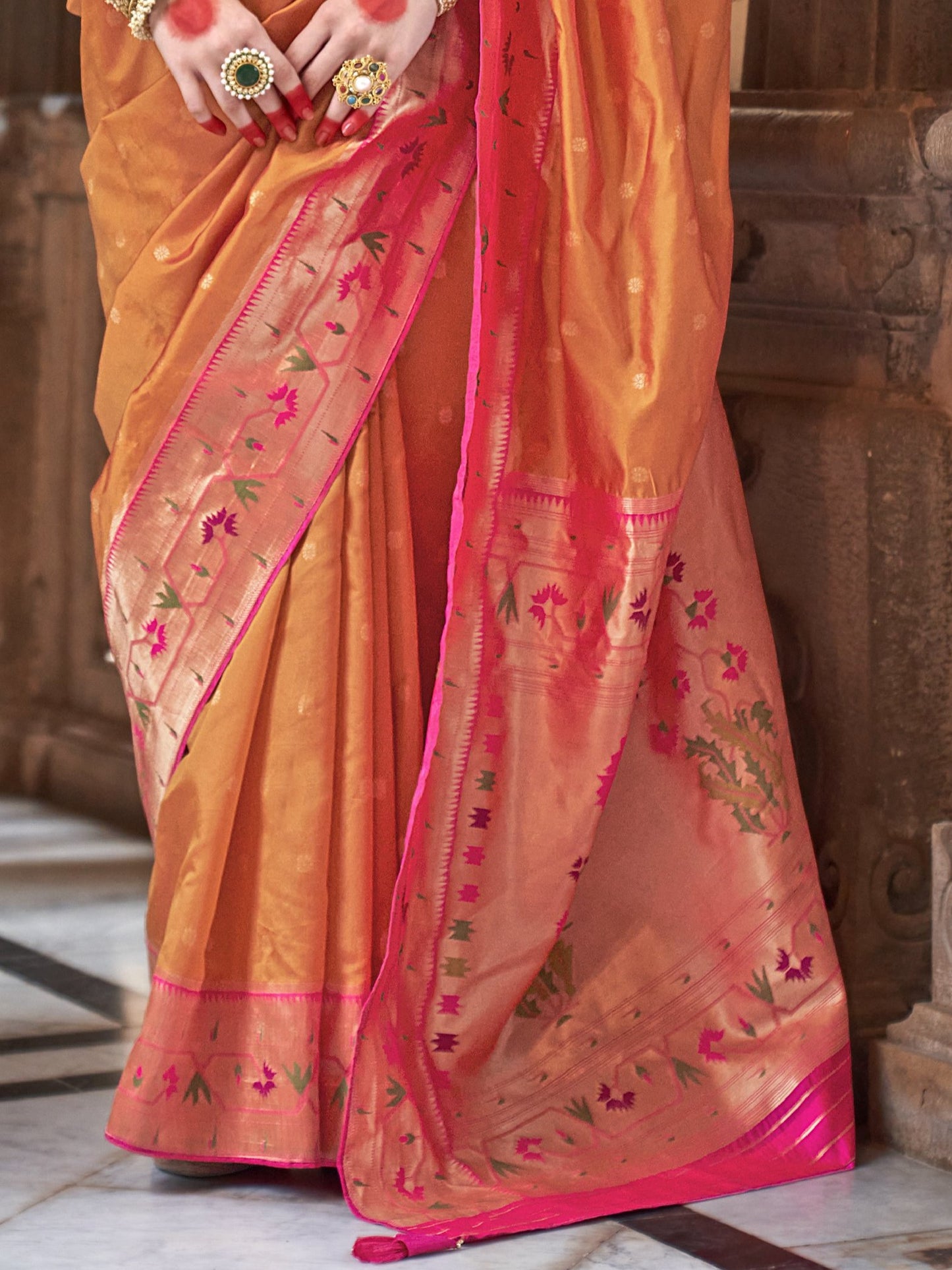 Sunrise Orange Woven Paithani Saree