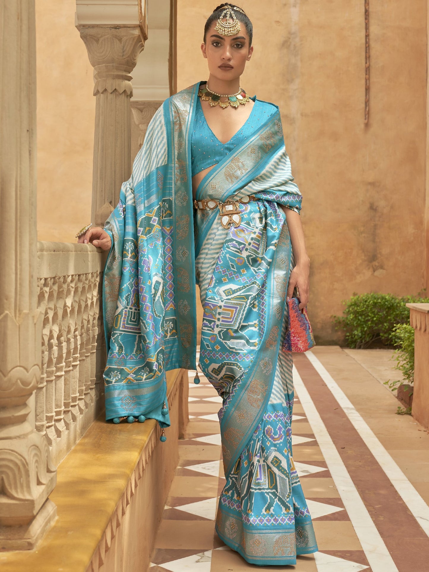 Light Blue Woven Patola Saree