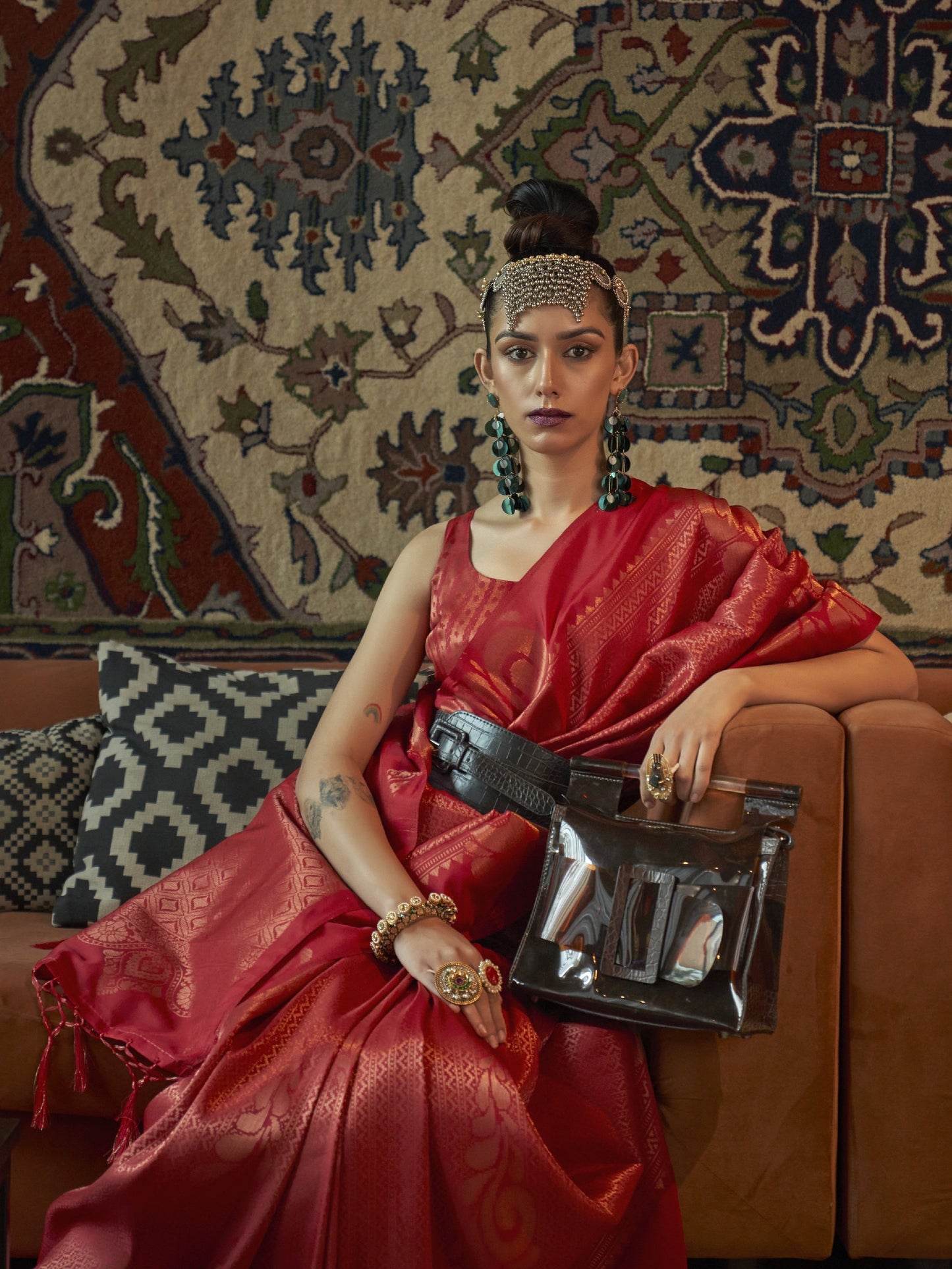Imperial Red Woven Banarasi Saree