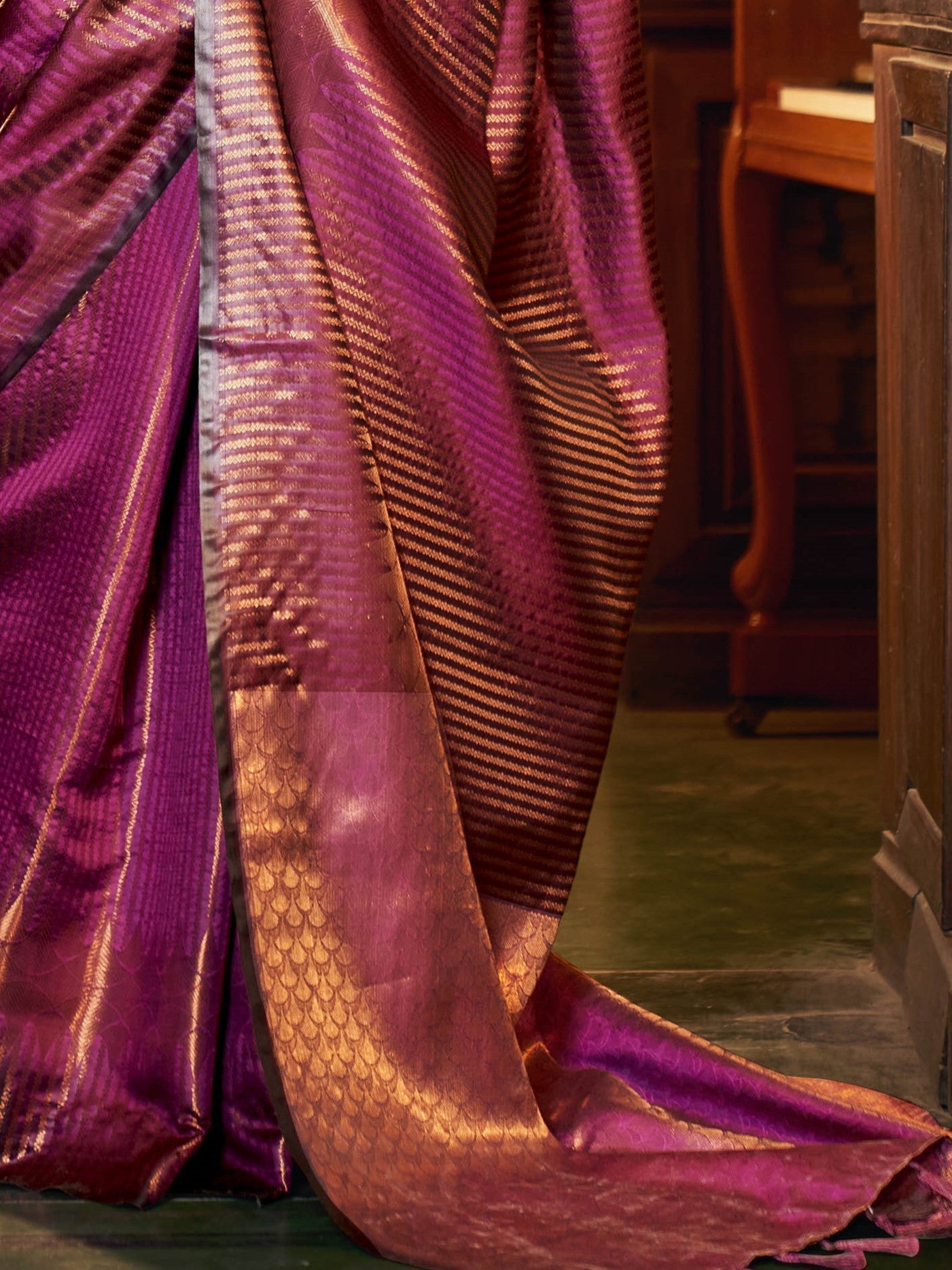Cerise Magenta Kanjivaram Saree