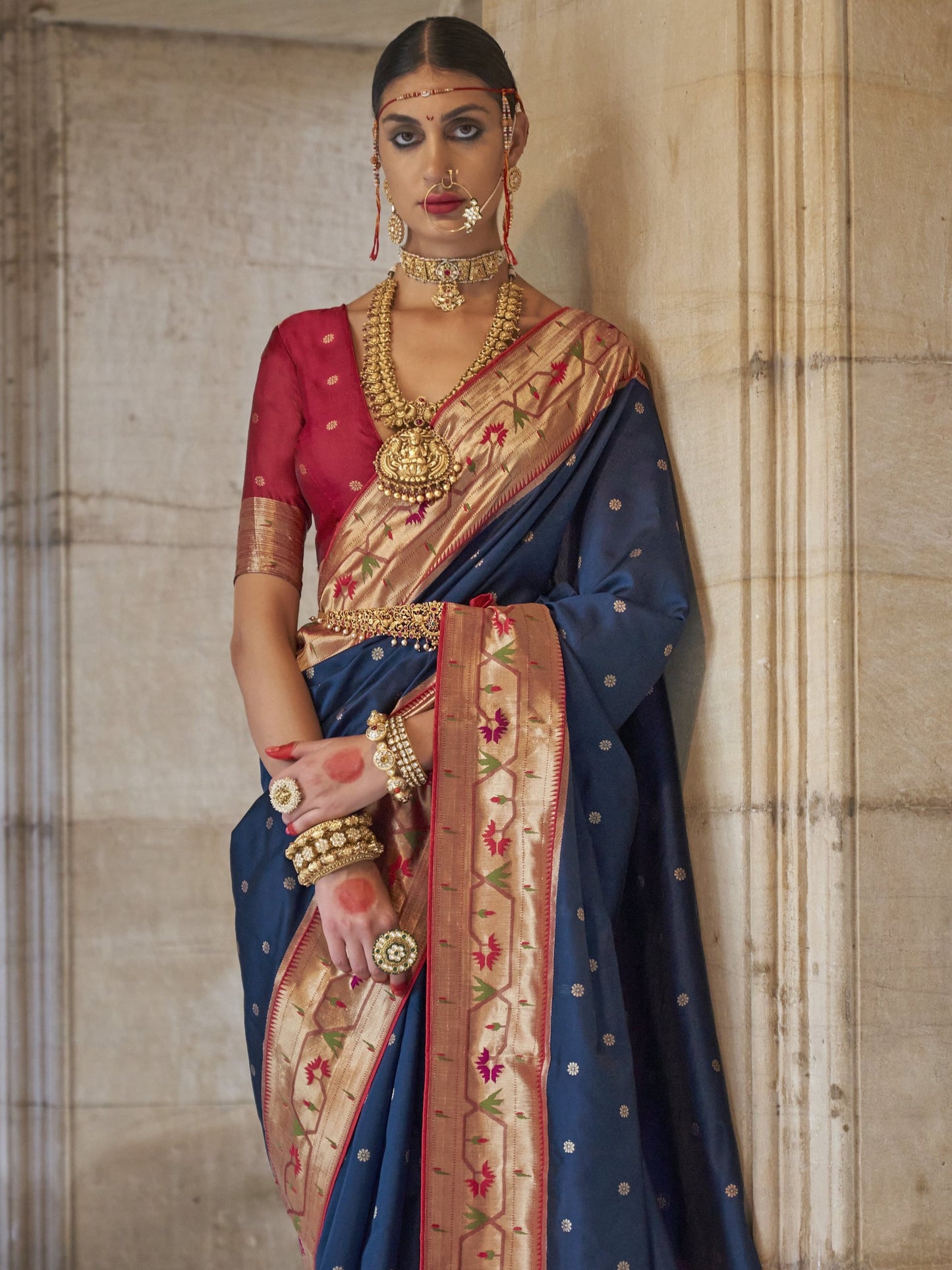 Cobalt Blue Woven Paithani Saree