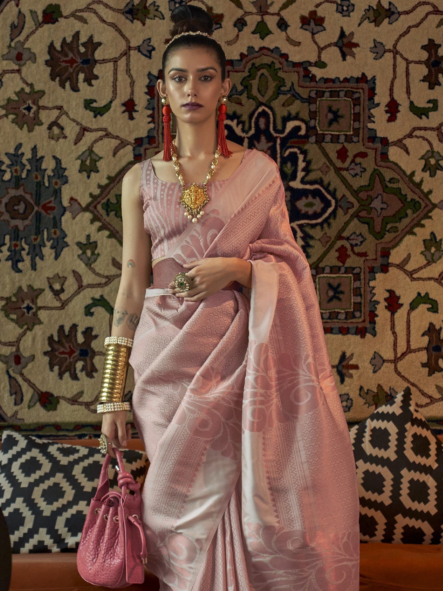 Mineral Pink Woven Banarasi Saree
