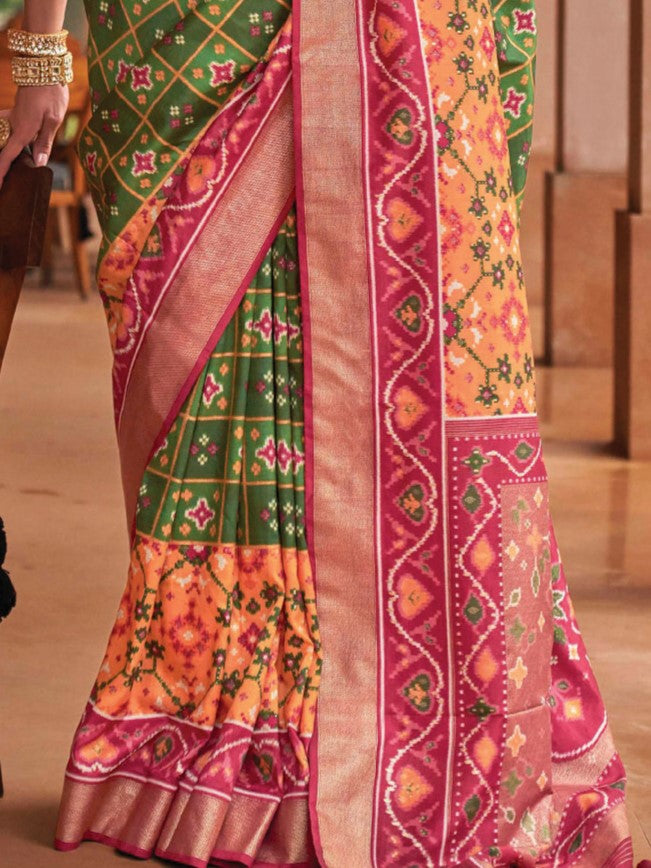 Dark Moss Green Patola Saree