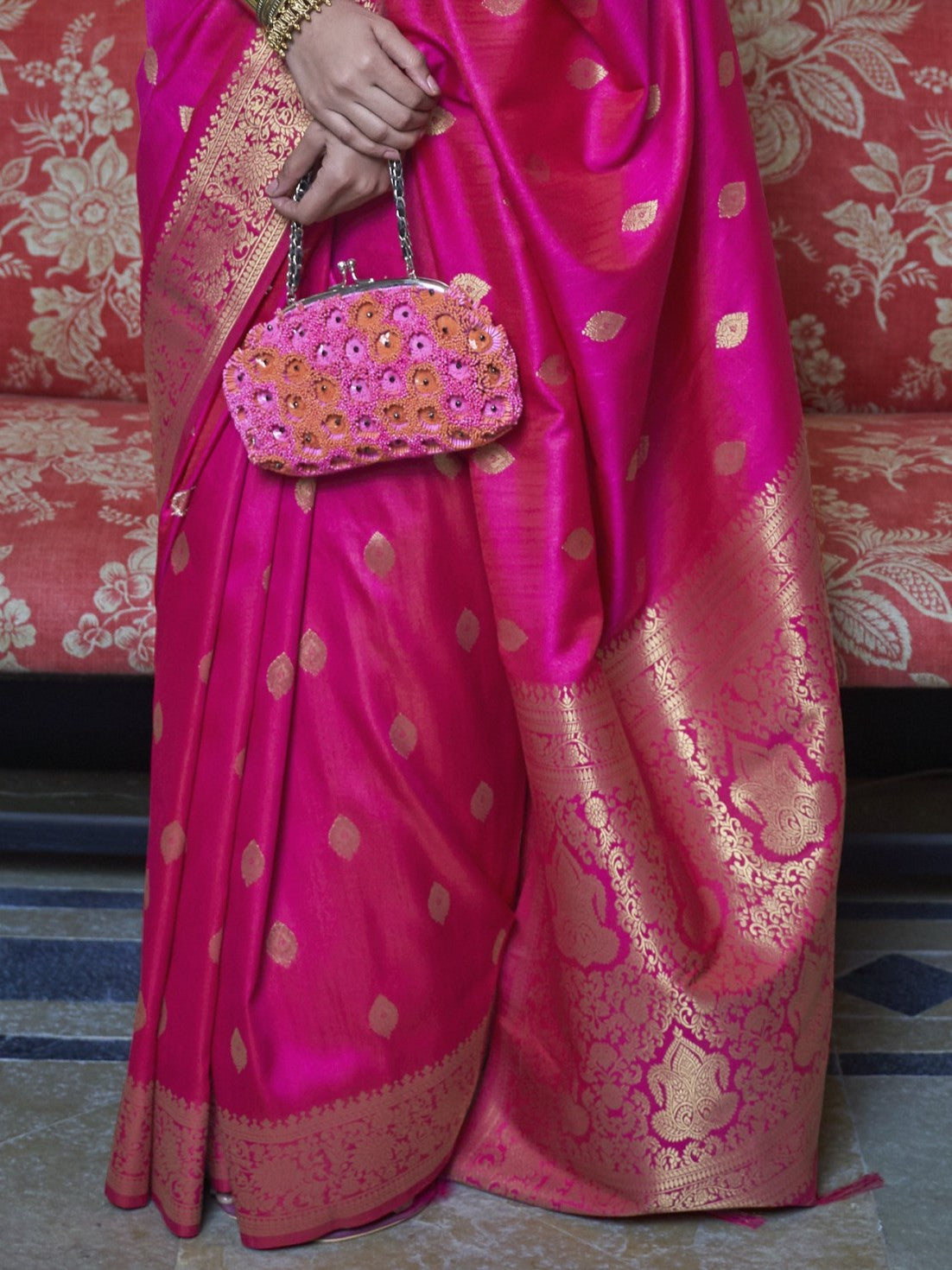 Deep Pink Banarasi Saree