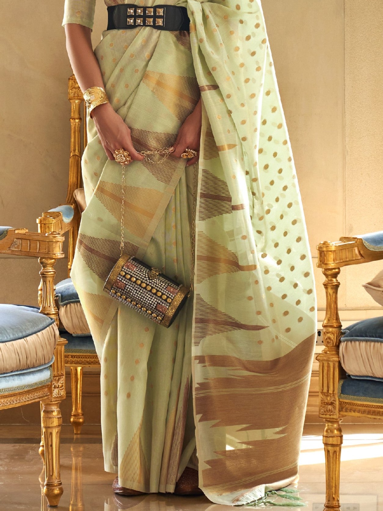 Pistachio Mint Tissue Silk Saree