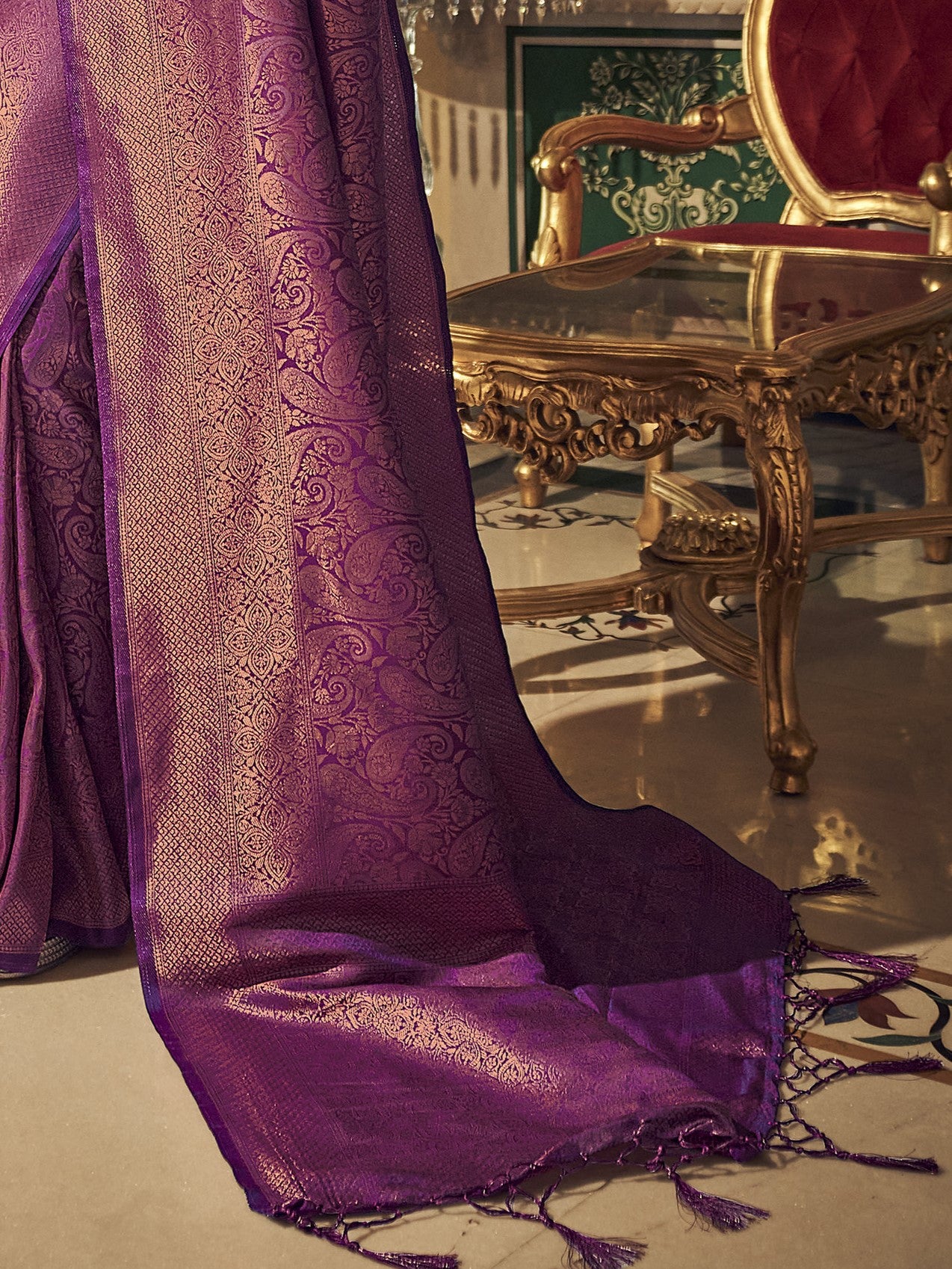 Bridal Violet Kanjivaram Saree