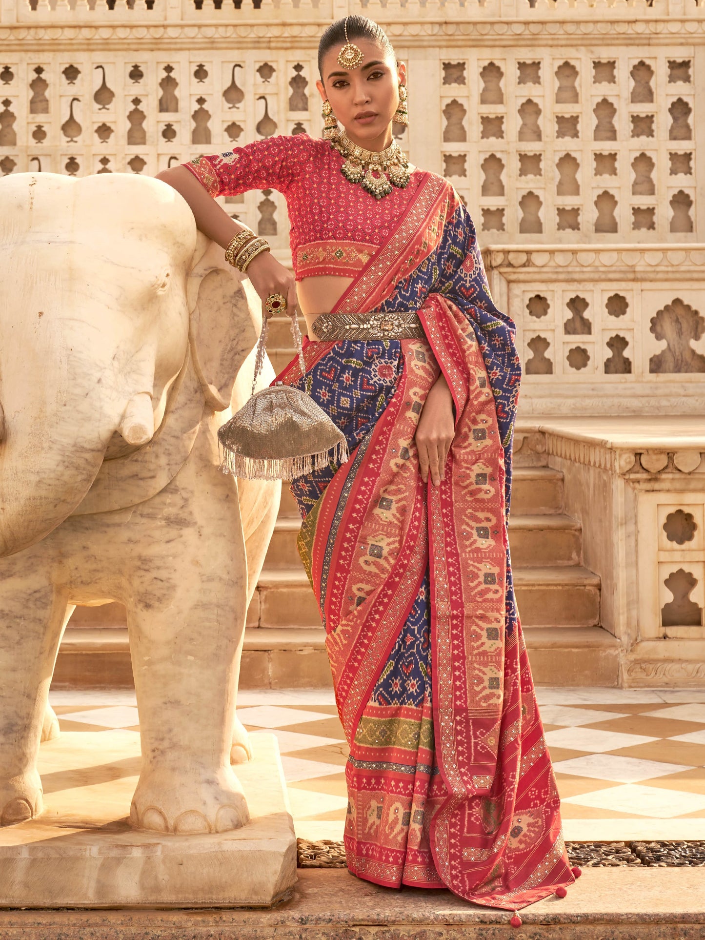 Midnight Blue Patola Saree
