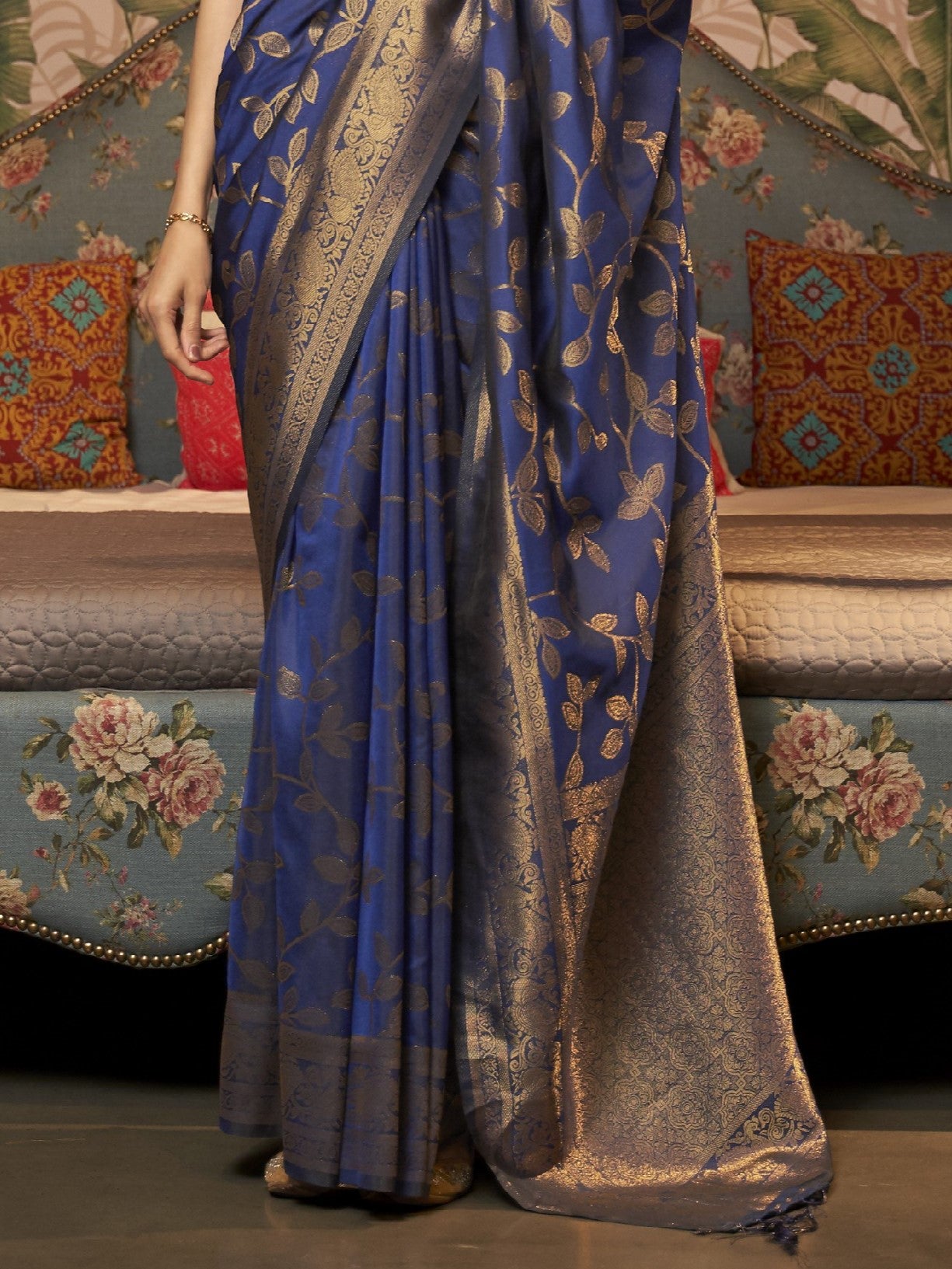 Phthalo Blue Woven Banarasi Saree