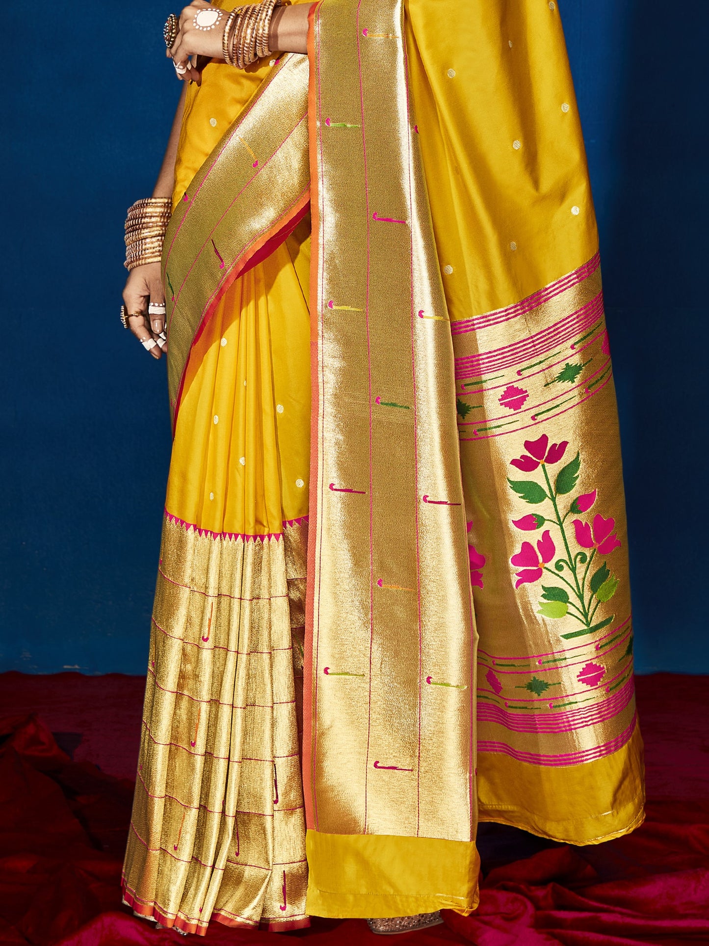 Melon Yellow Paithani Saree