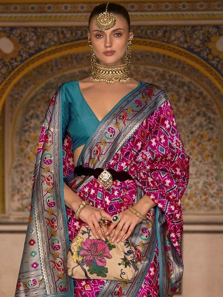 Barbie Magenta Patola Paithani Silk Saree