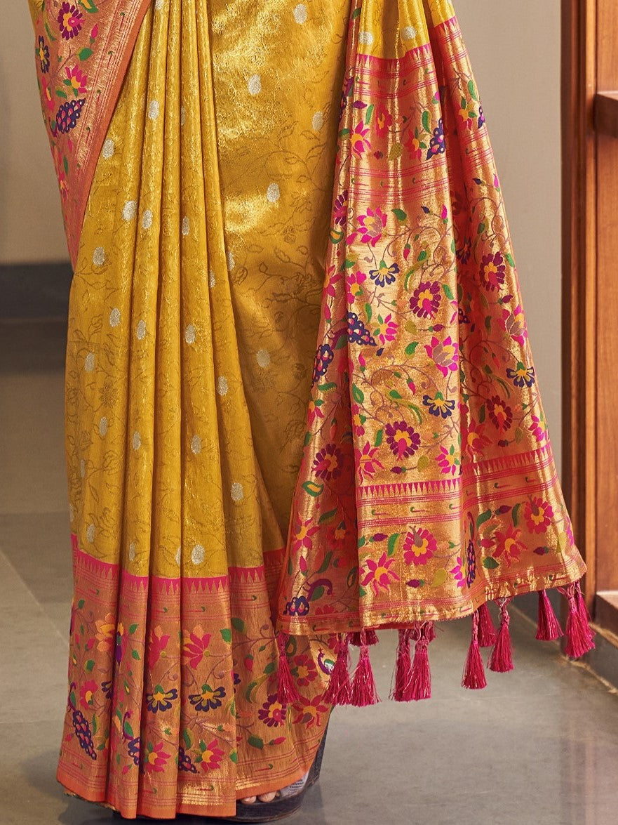 Chrome Yellow Paithani Saree