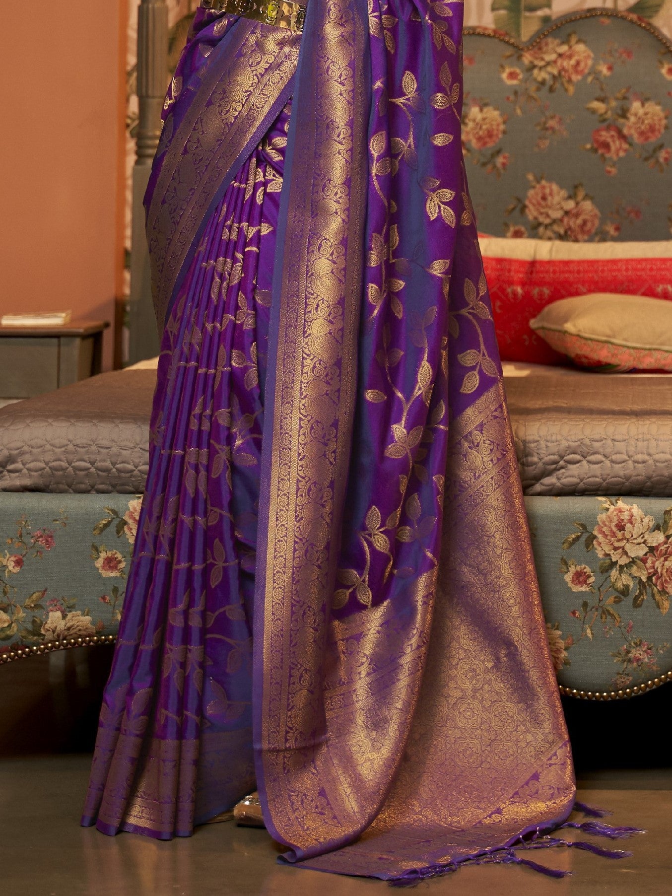 Royal Violet Woven Banarasi Saree