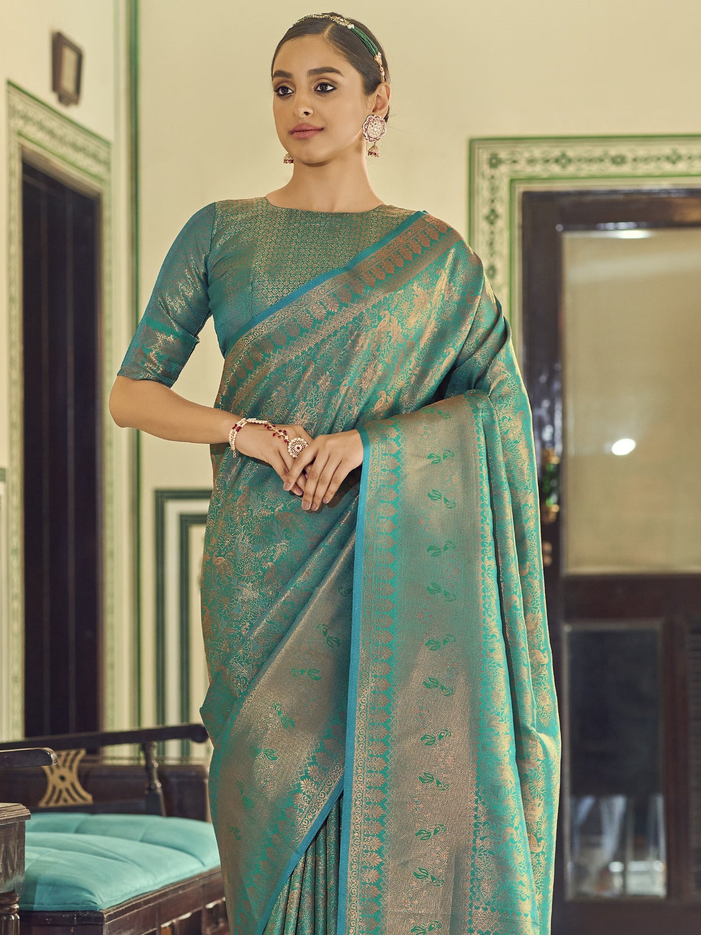 Rama Blue Kanjivaram Saree
