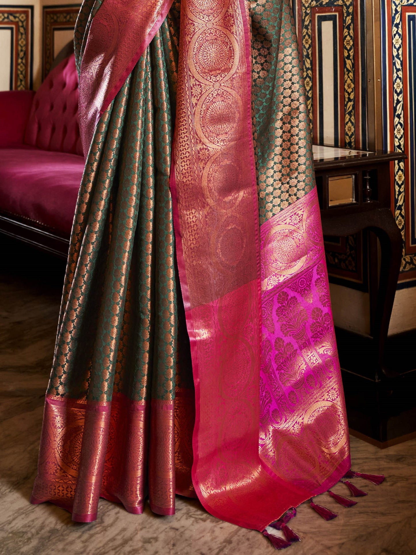 Phthalo Green Kanjivaram Saree