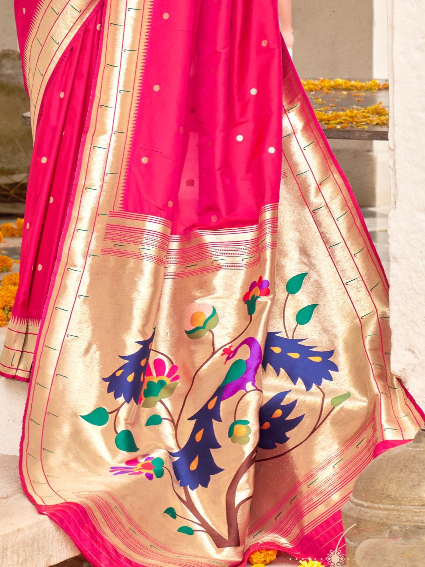 Hot Pink Paithani Saree