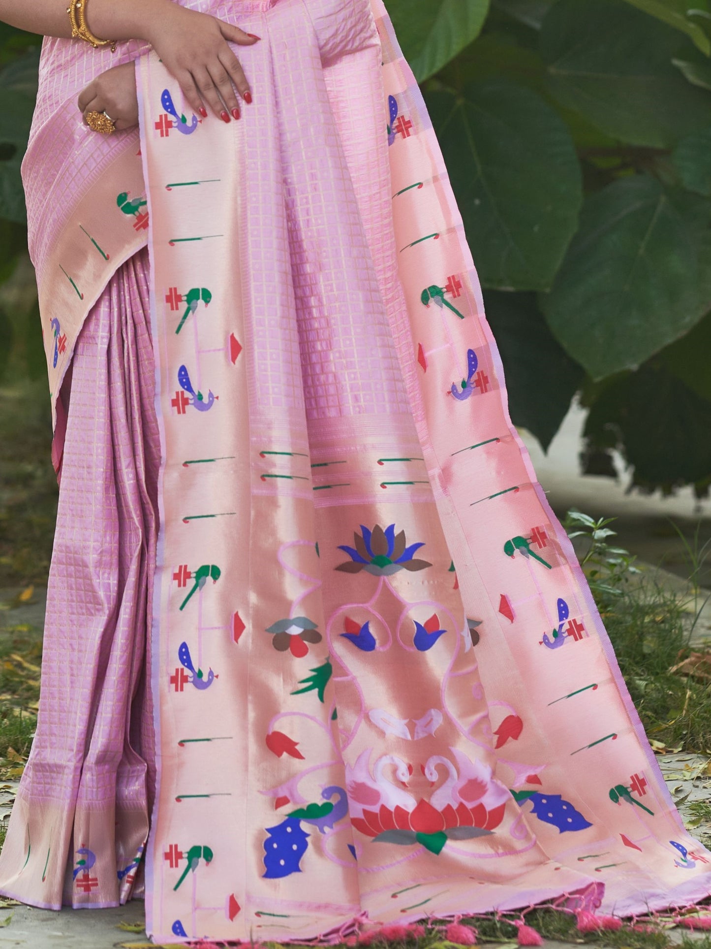 Pastel Pink Paithani Saree