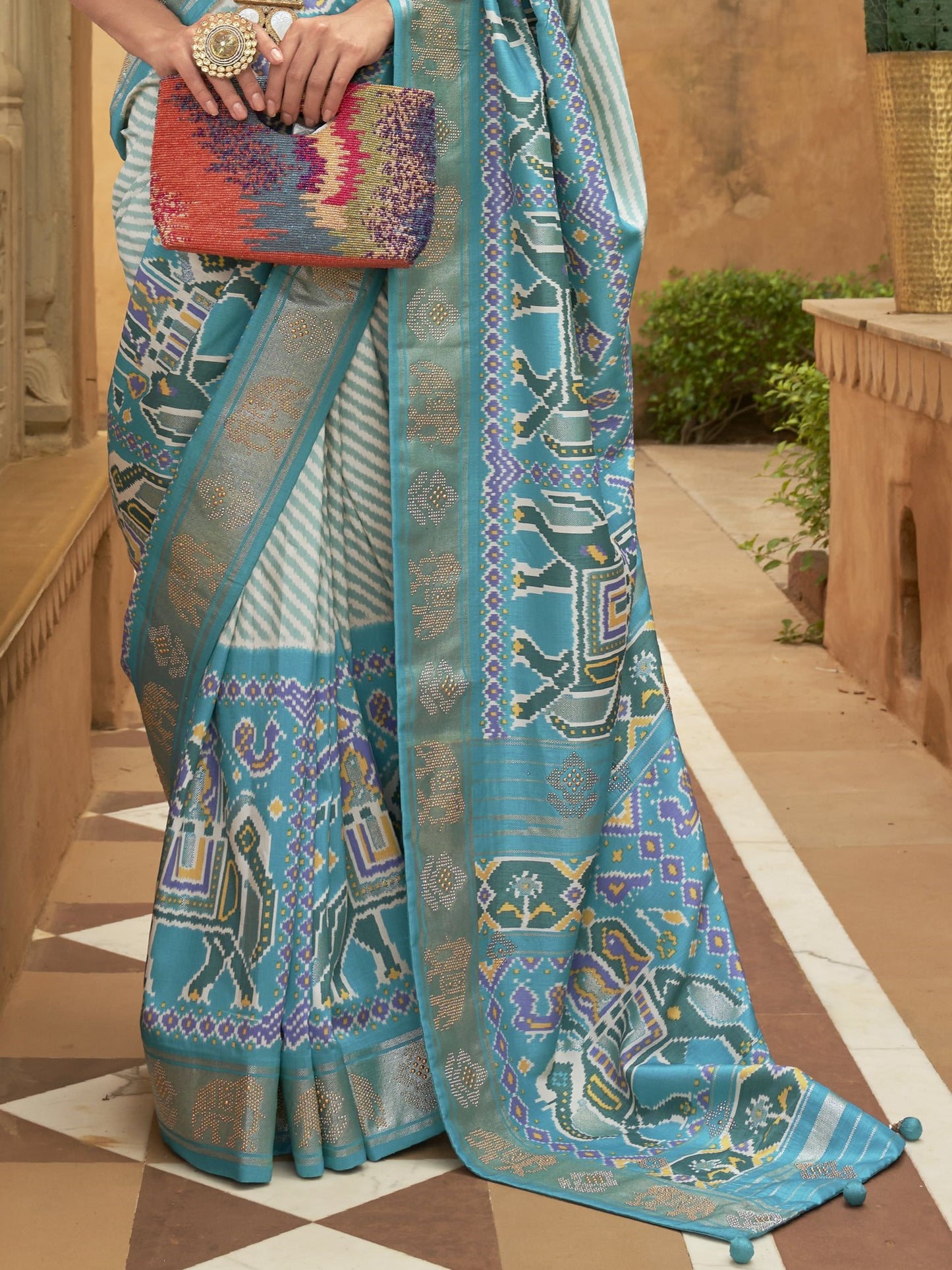 Light Blue Woven Patola Saree