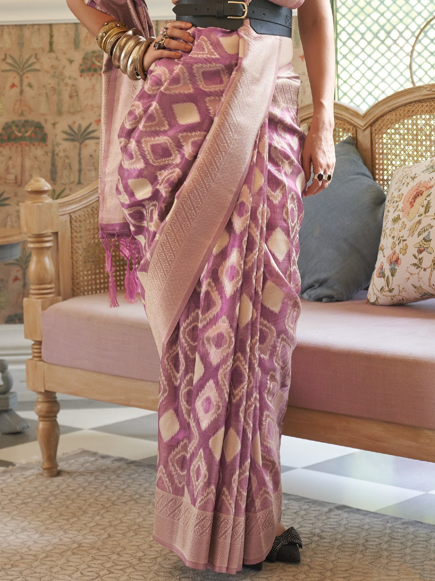Taffy Magenta Tissue Silk Saree