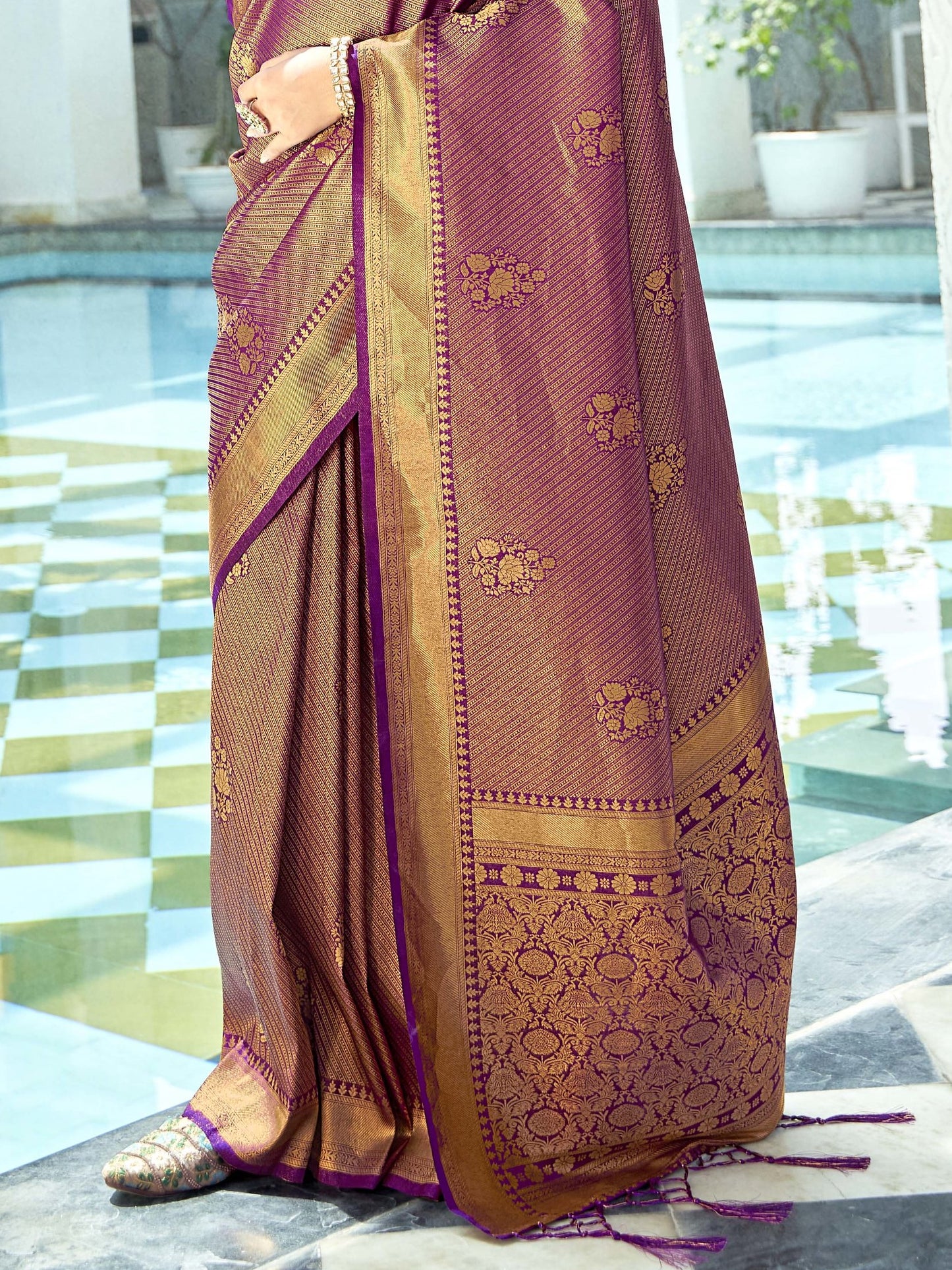 Plum Magenta Kanjivaram Saree