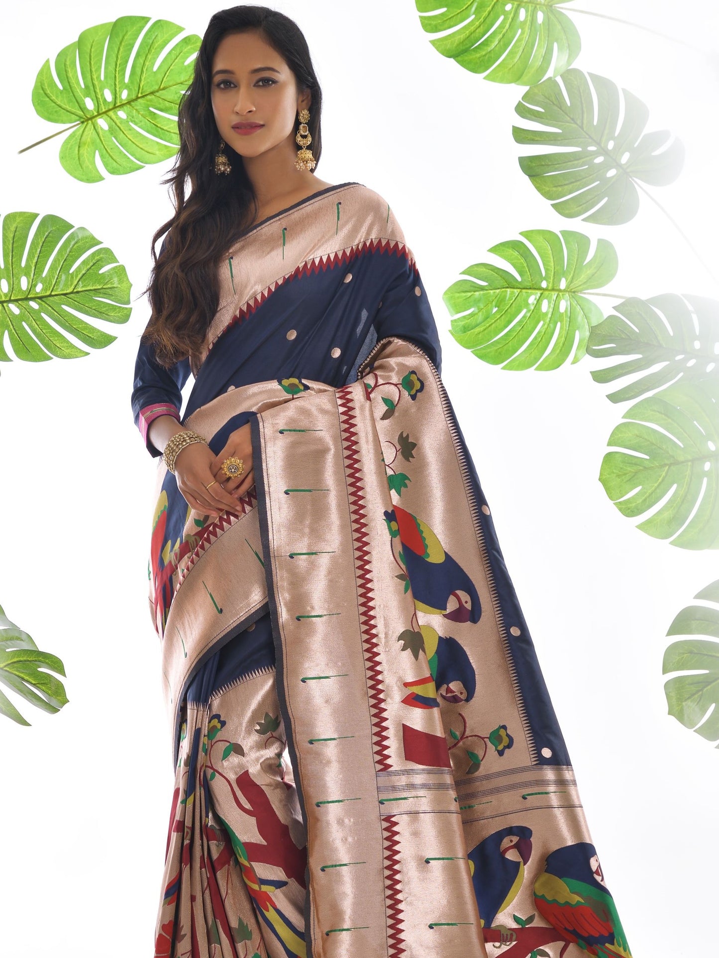 Space Blue Woven Paithani Saree