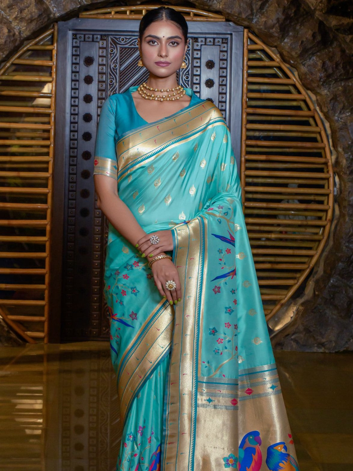 Sky Blue Woven Paithani Saree