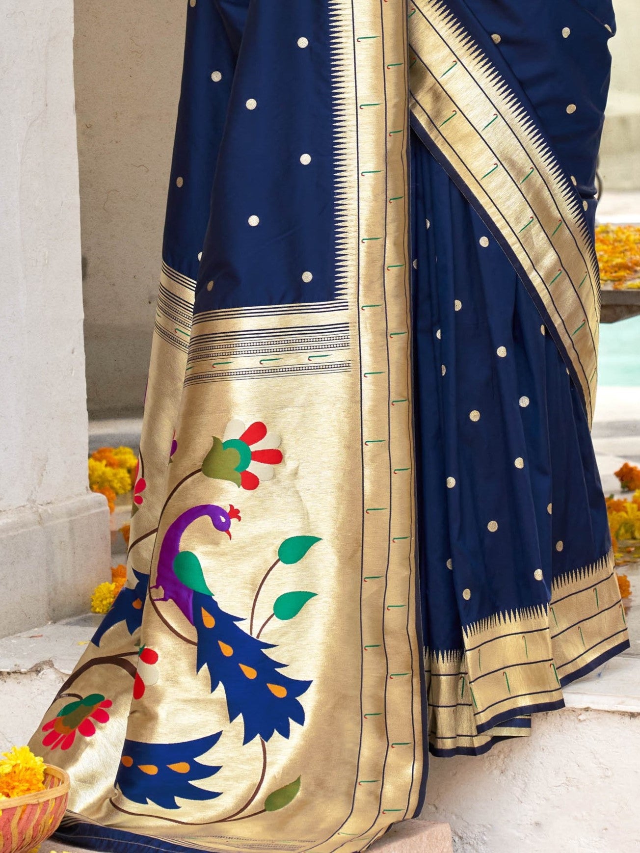 Oxford Blue Paithani Saree