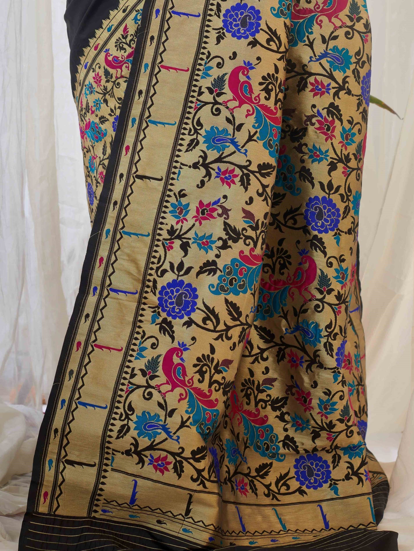 Coal Black Paithani Saree