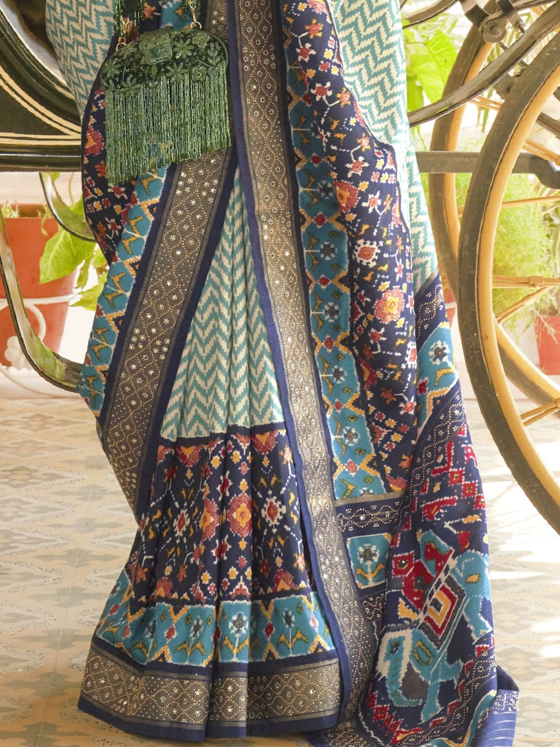 Powder Blue Patola Saree