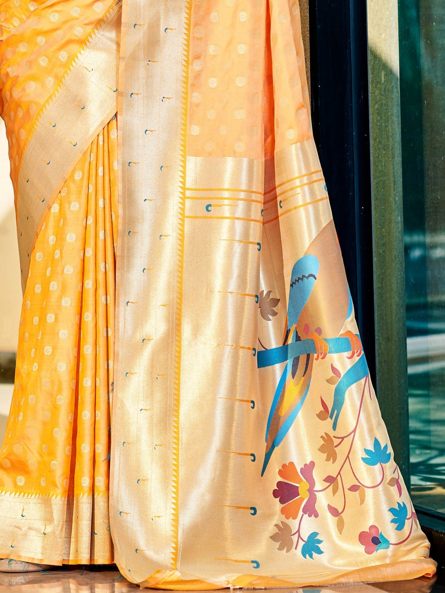 Amber Yellow Paithani Saree