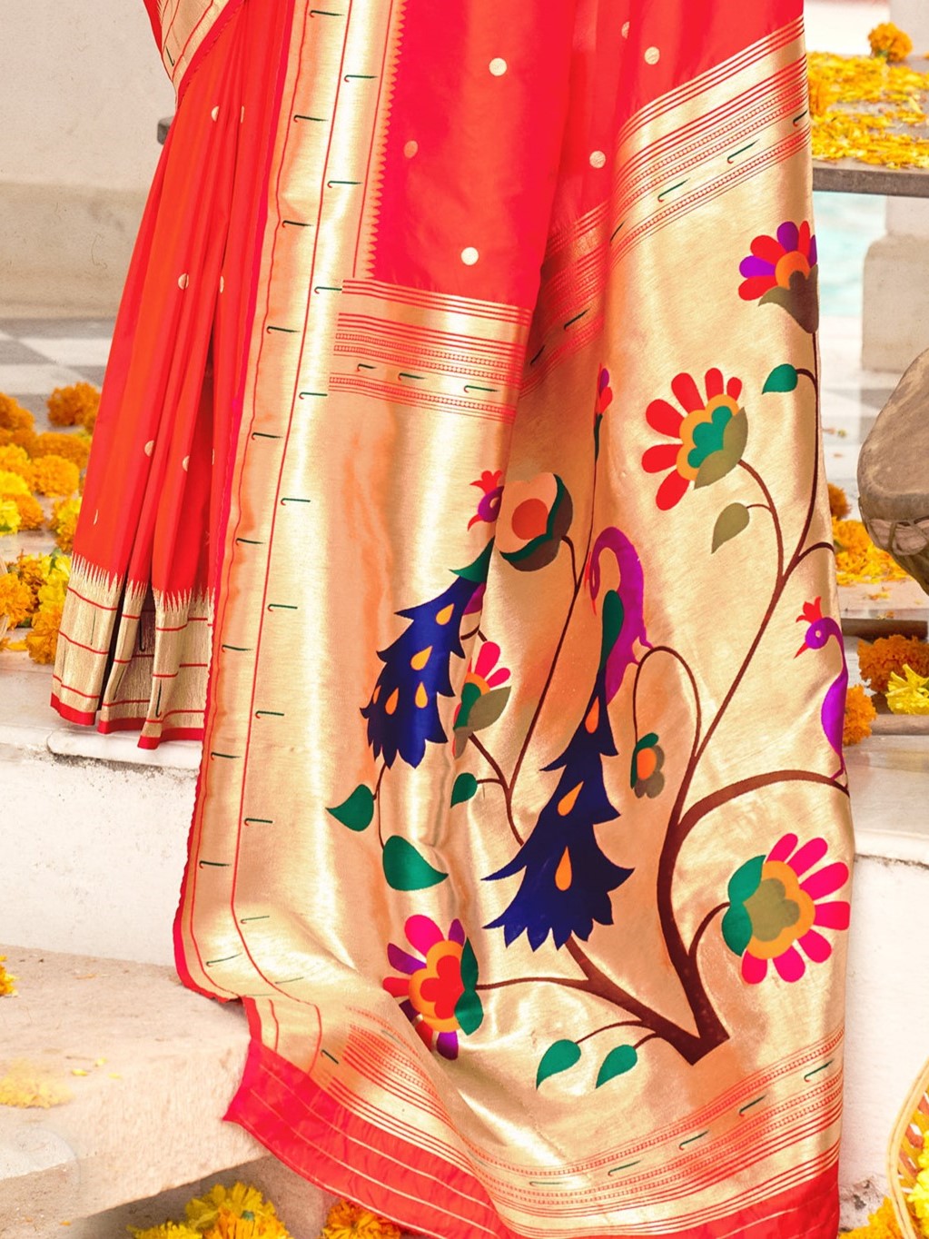 Folly Red Paithani Saree