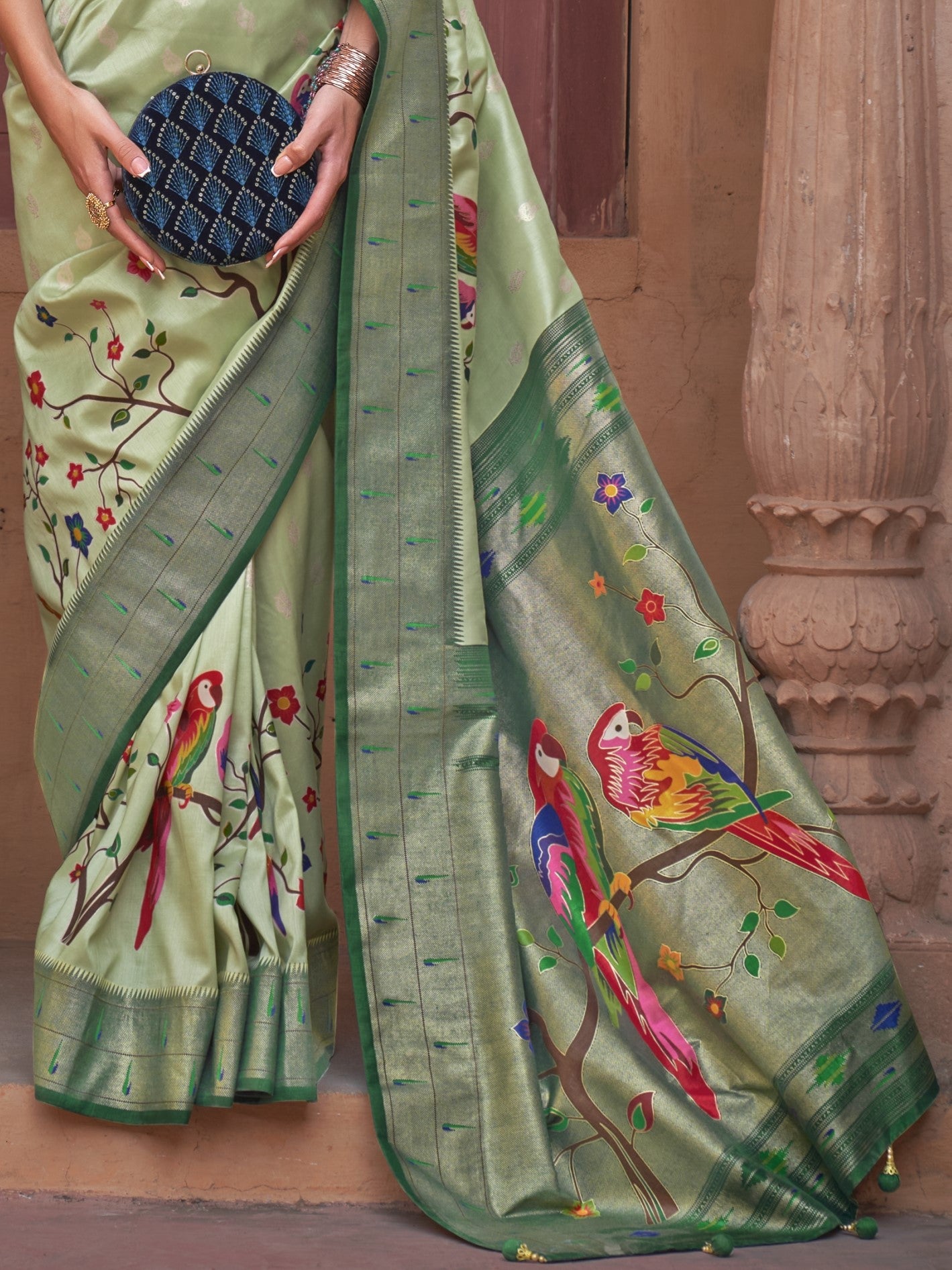 Mint Green Paithani Saree