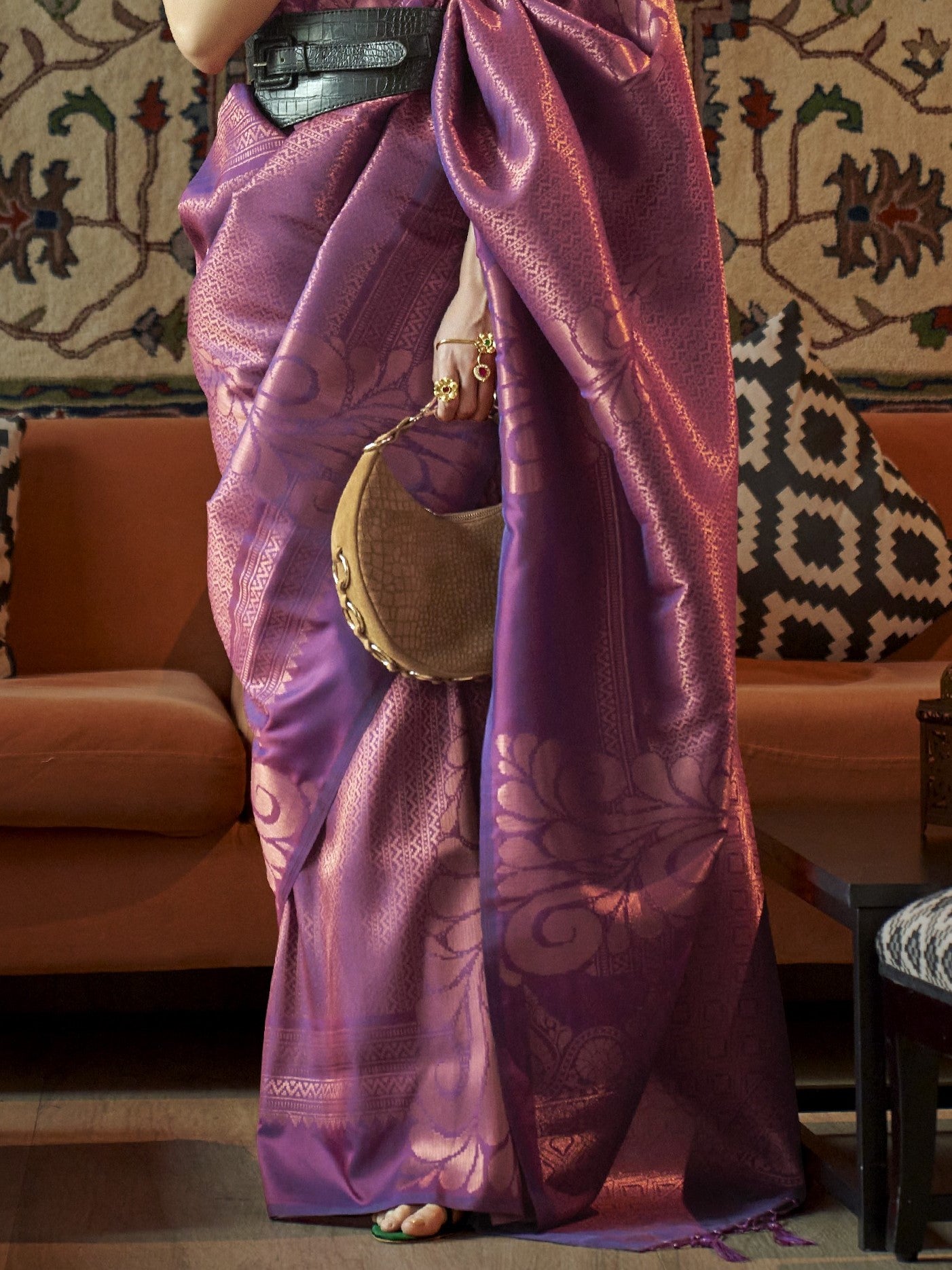 Orchid Purple Woven Banarasi Saree