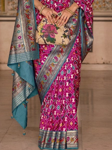Barbie Magenta Patola Paithani Silk Saree