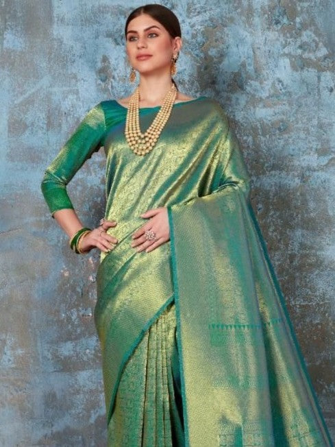 Olive Green Kanjivaram Saree