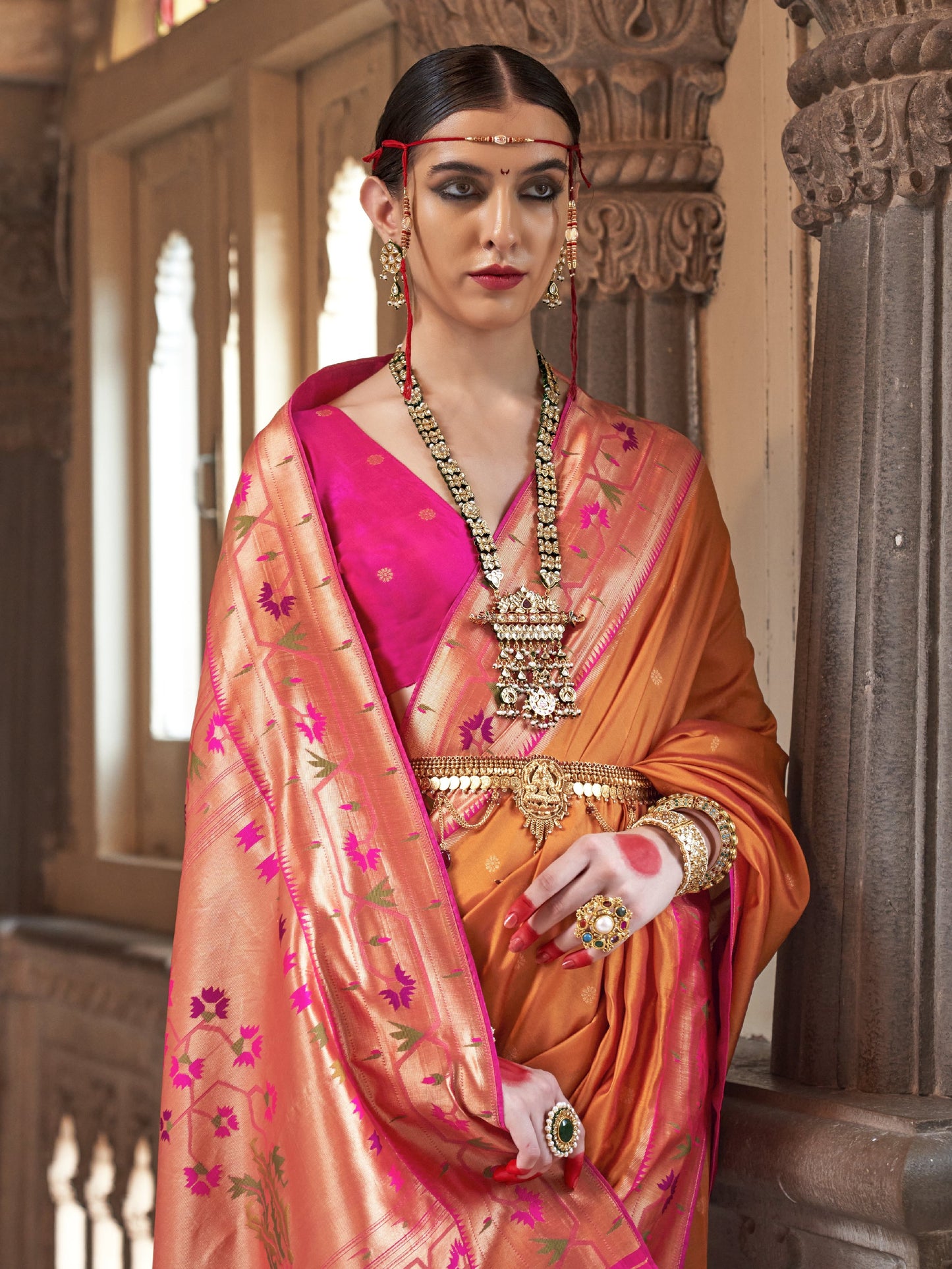Sunrise Orange Woven Paithani Saree