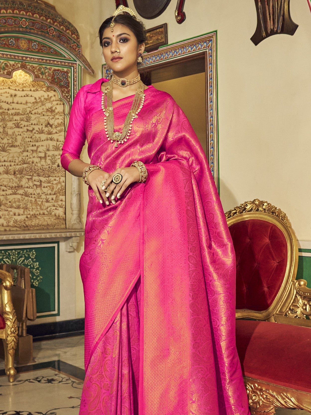 Sweet Pink Kanjivaram Saree