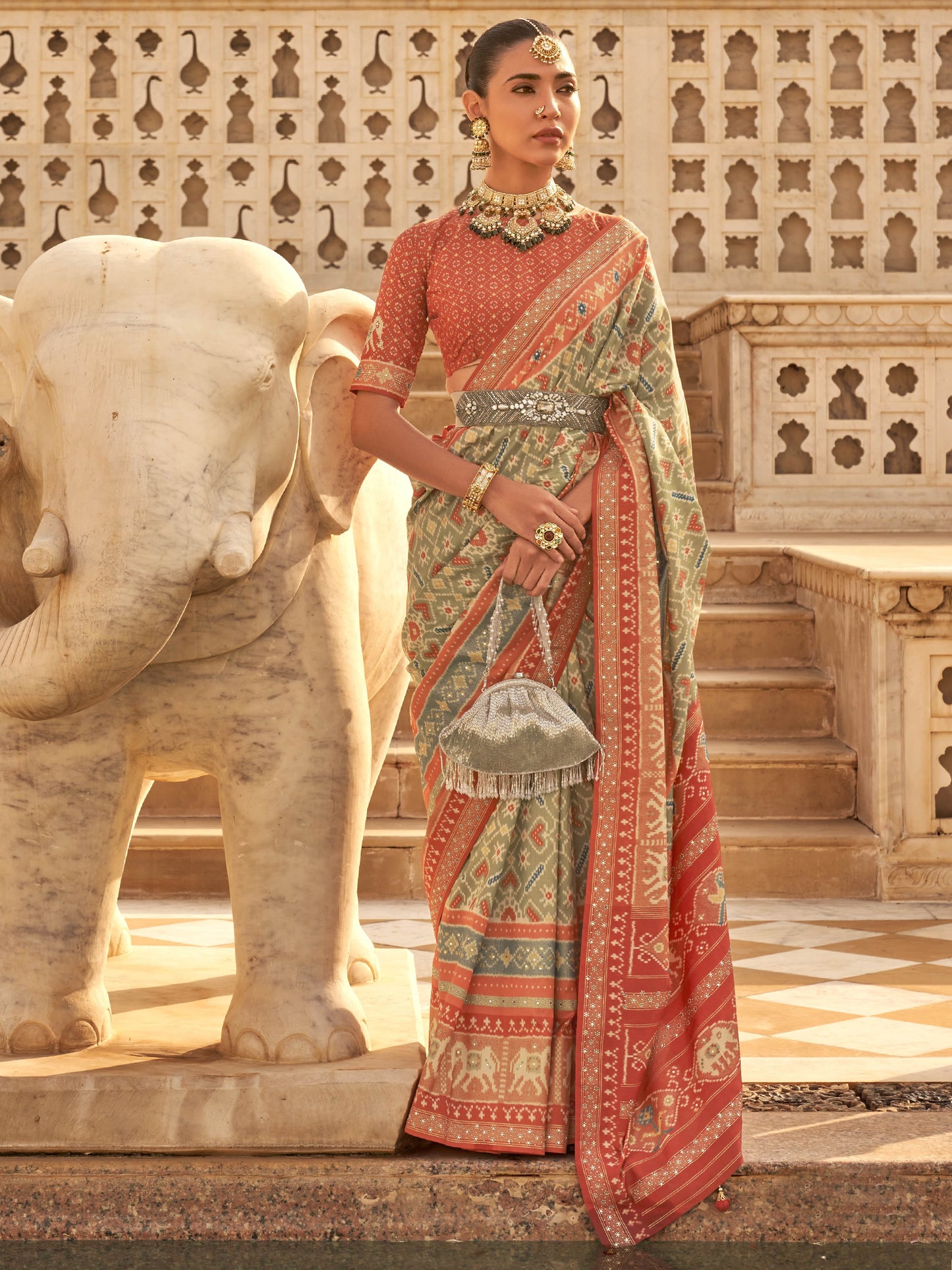 Sand Gray Patola Saree