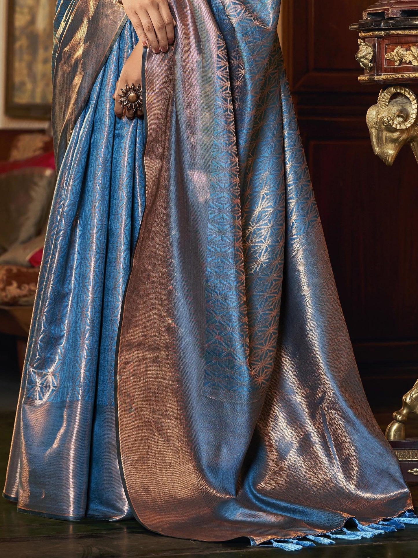 True Blue Kanjivaram Saree