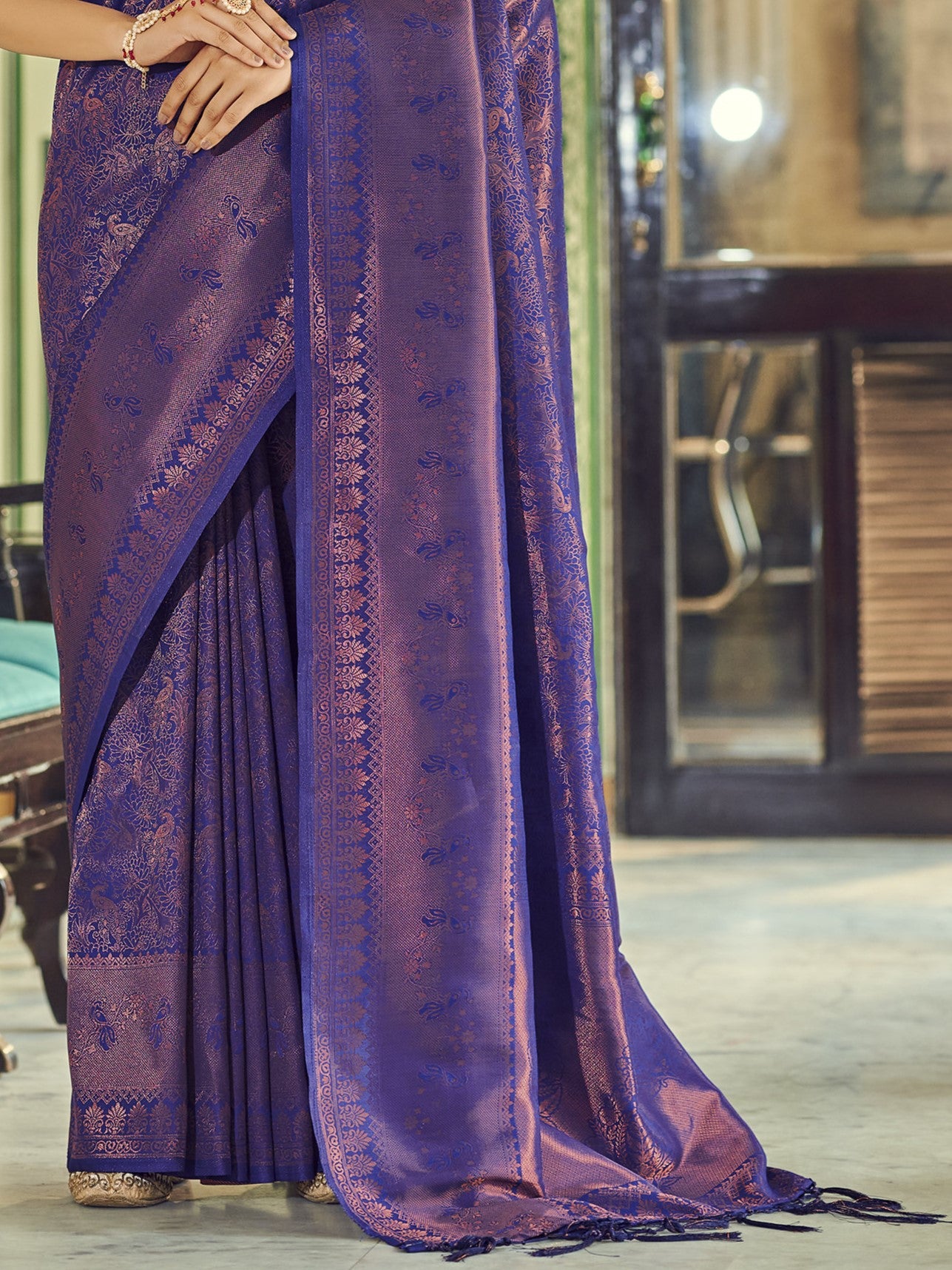 Sapphire Blue Kanjivaram Saree