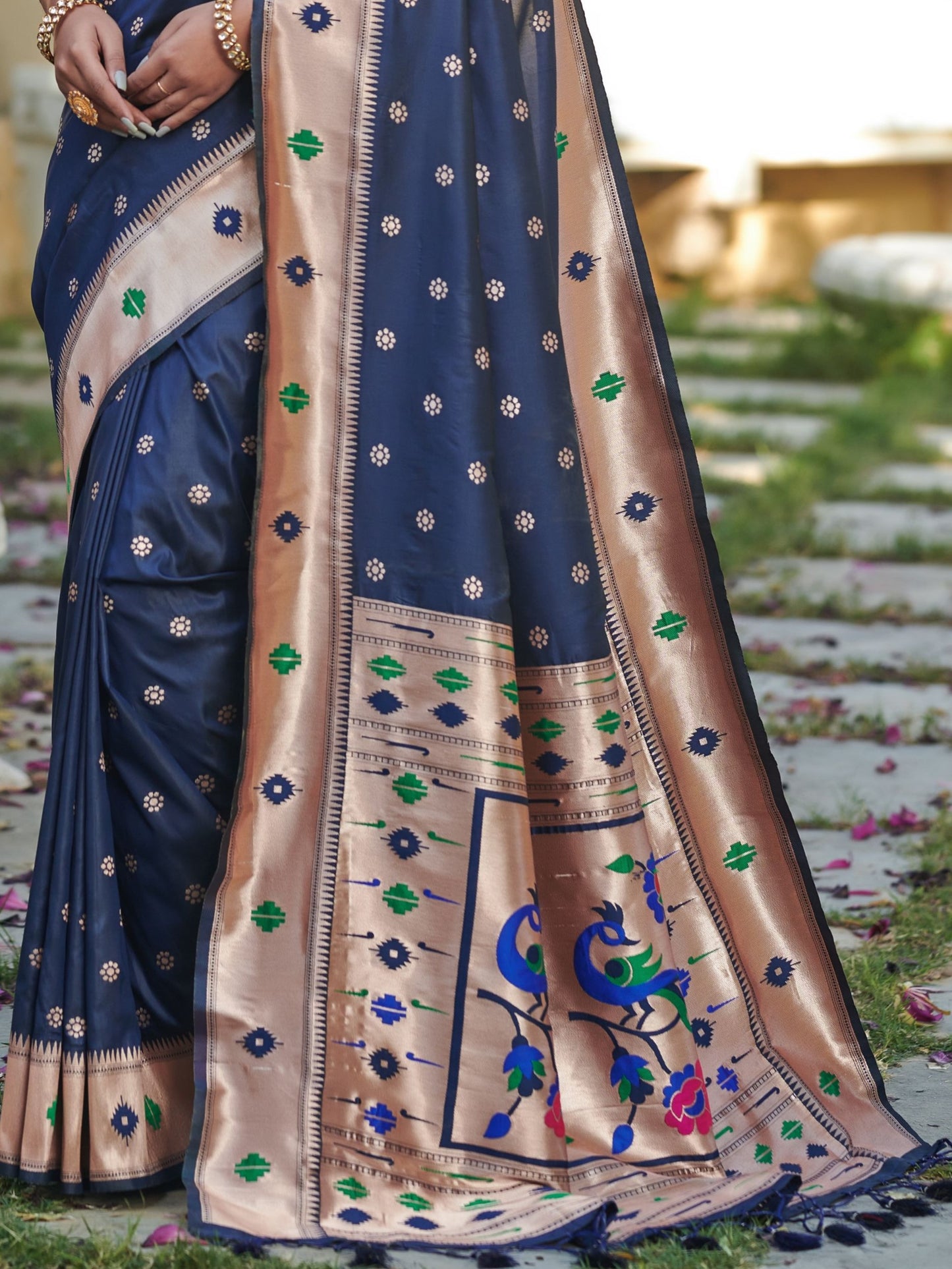 Cobalt Blue Paithani Saree