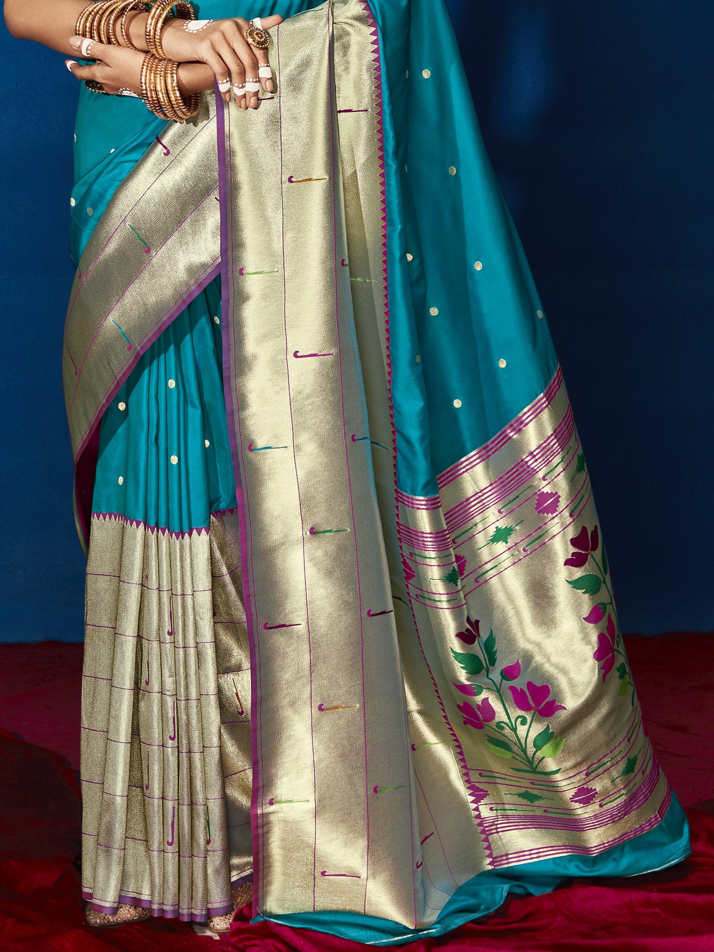 Cerulean Blue Paithani Saree