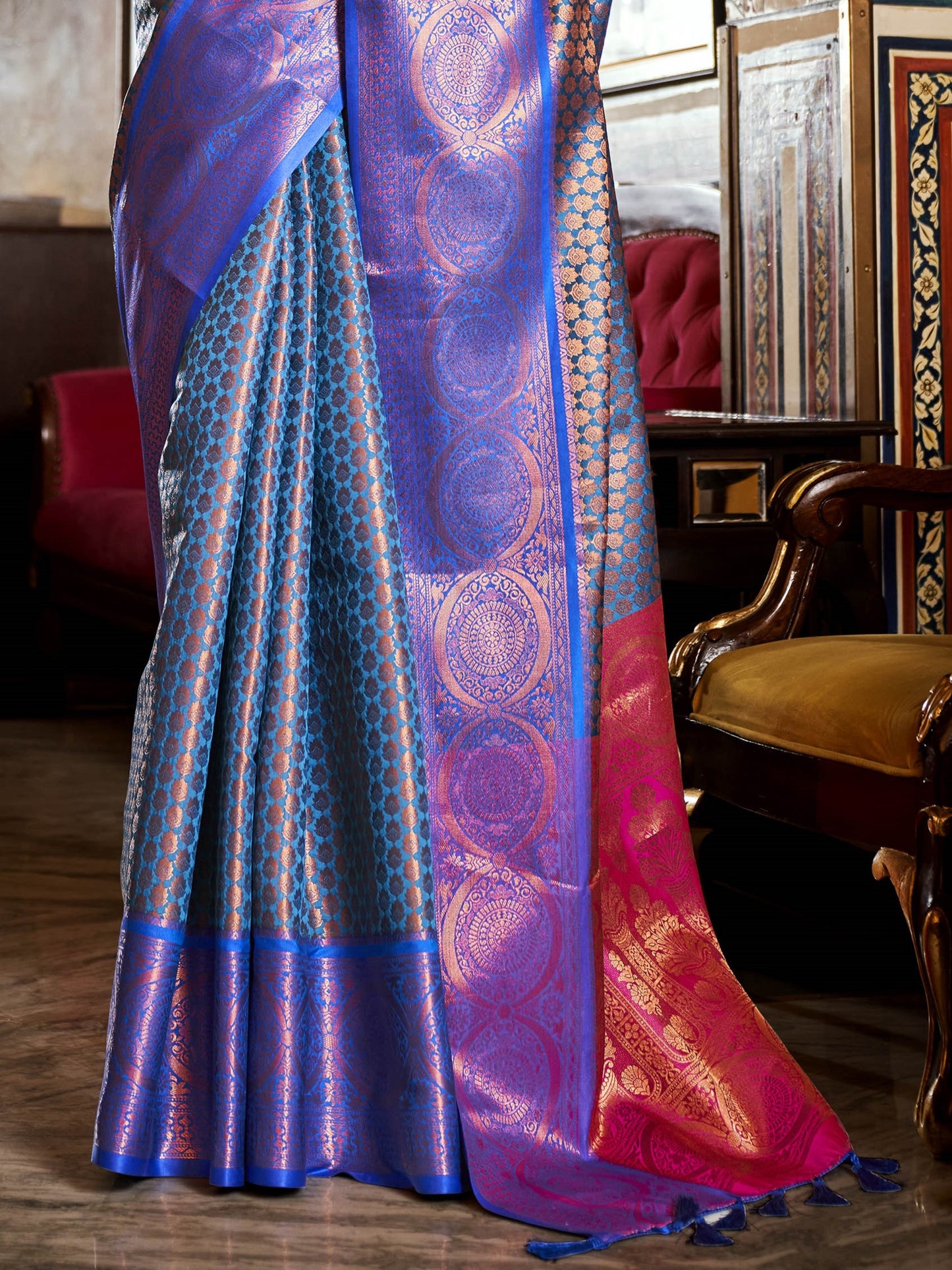 Azure Blue Kanjivaram Saree