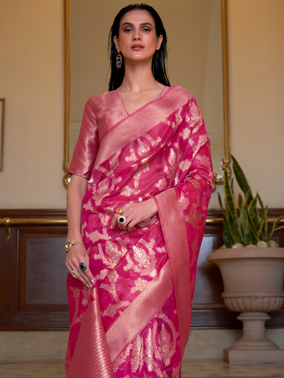pink organza silk