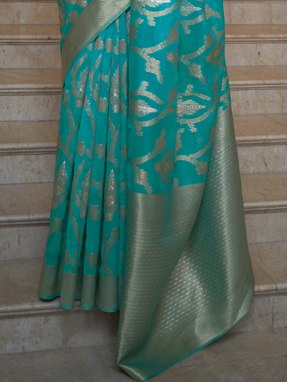 sky blue saree